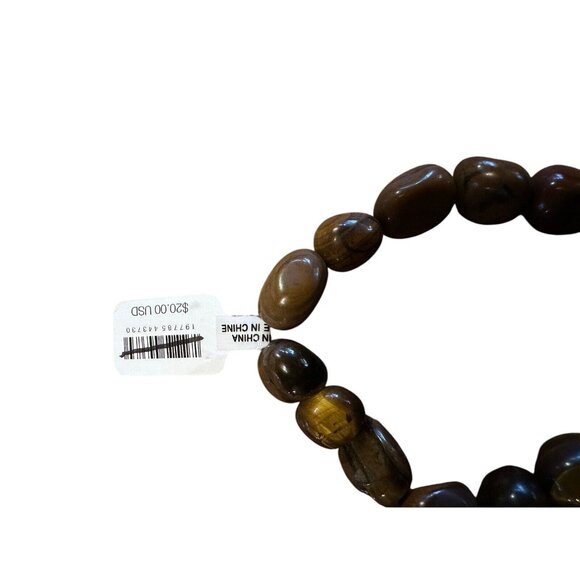 Chunky Tigers Eye Free People Stretch Bracelet For Self-Empowerment & Courage - Picture 4 of 6